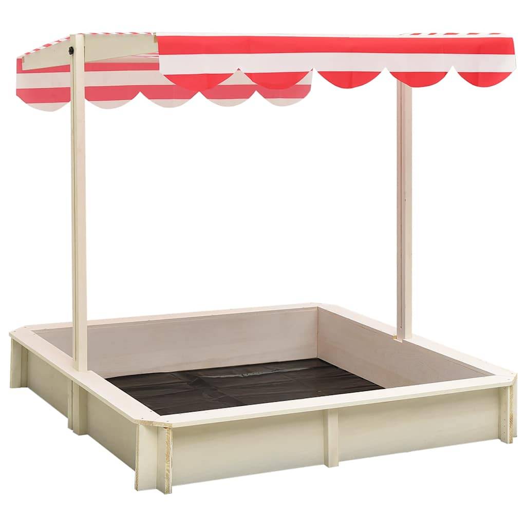 vidaXL Sandkasten mit Verstellbarem Dach Tannenholz Weiß und Rot UV50