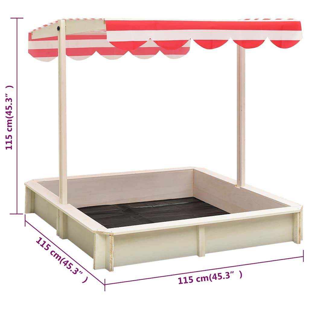 vidaXL Sandkasten mit Verstellbarem Dach Tannenholz Weiß und Rot UV50