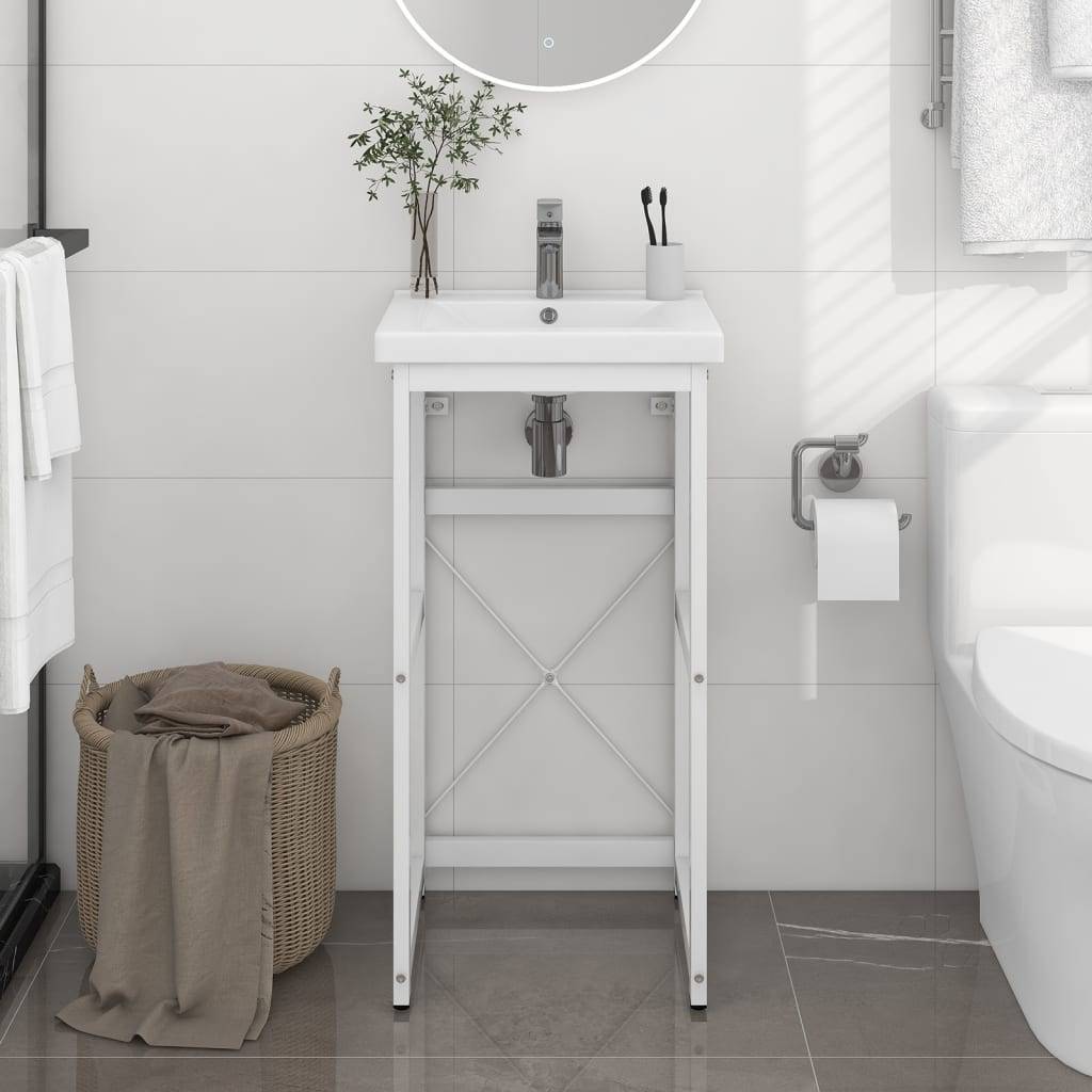 vidaXL Badezimmer Waschtischgestell Weiß 40x38x83 cm Eisen