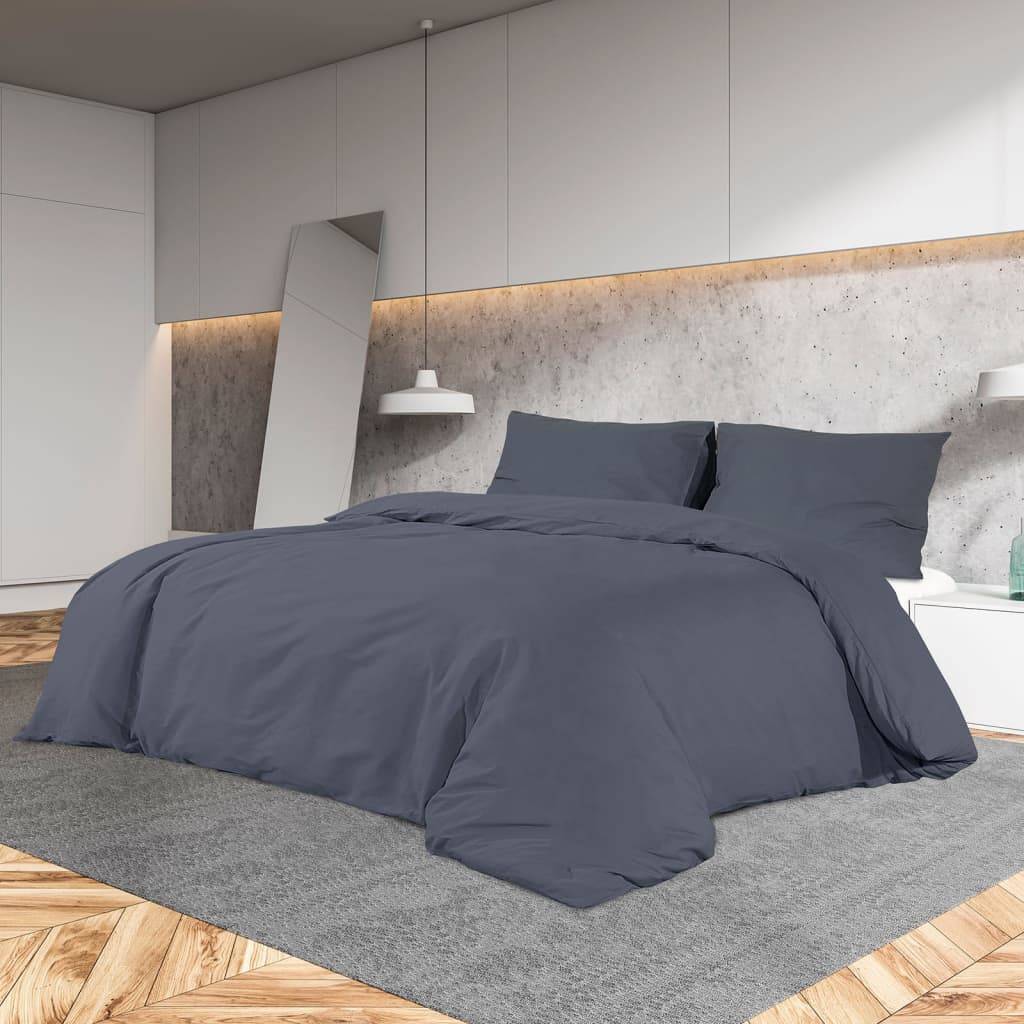 vidaXL Bettwäsche-Set Anthrazit 155x220 cm Baumwolle