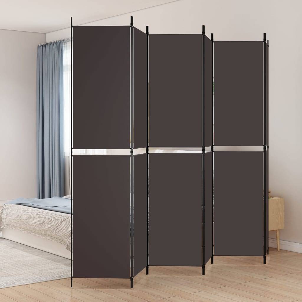 vidaXL 6-tlg. Paravent Braun 300x220 cm Stoff