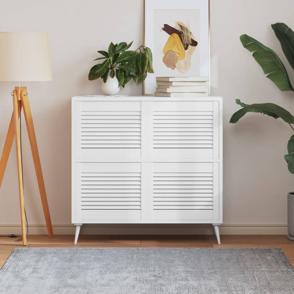 vidaXL Schranktüren Lamellen-Design 4 Stk Weiß 39,5x49,4 cm Massivholz