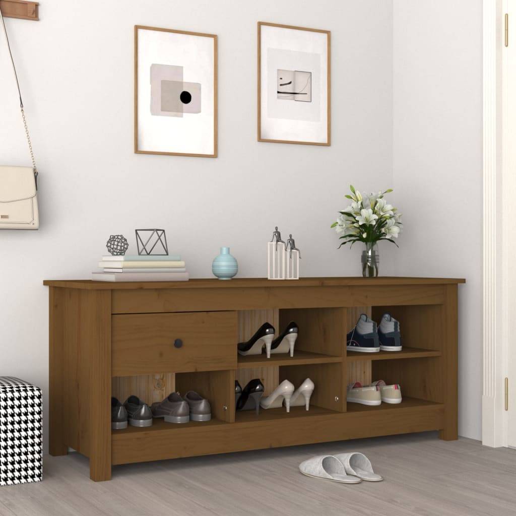 vidaXL Schuhschrank Honigbraun 110x38x45,5 cm Massivholz Kiefer