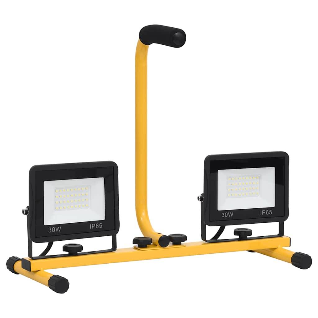 vidaXL LED-Fluter mit Handgriff 2x30 W Warmweiß