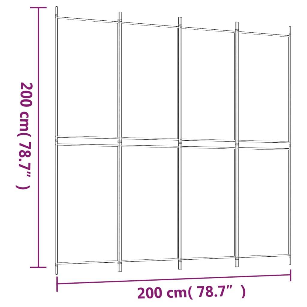 vidaXL 4-tlg. Paravent Schwarz 200x200 cm Stoff