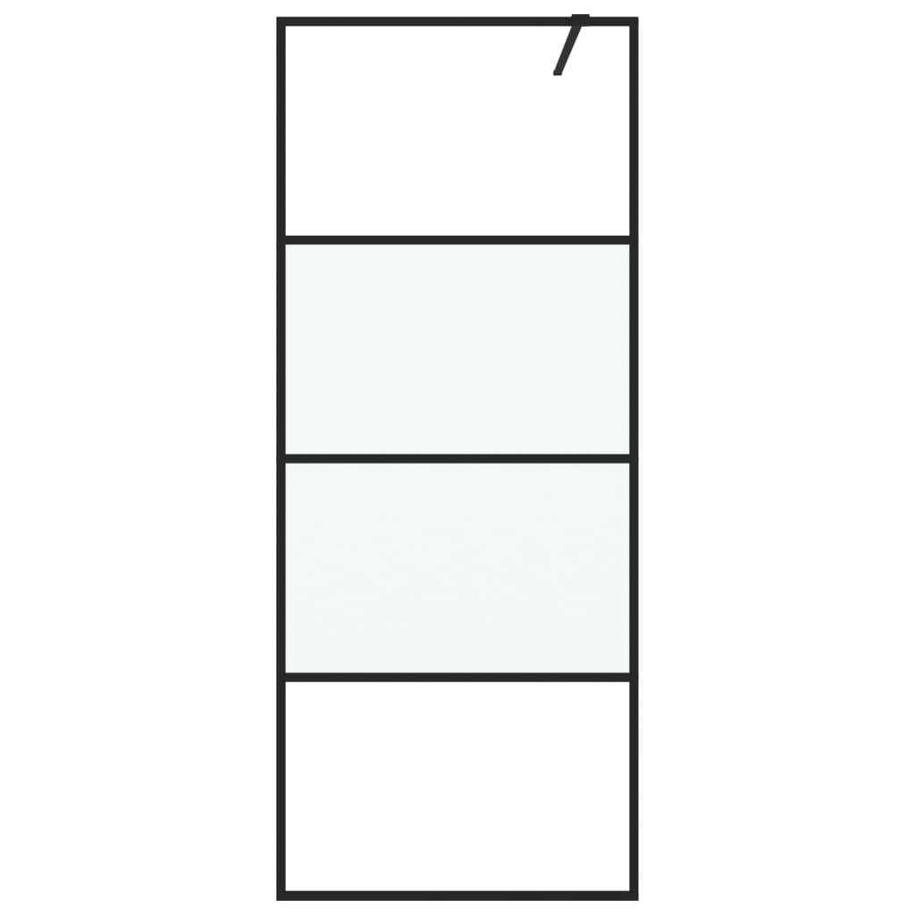 vidaXL Duschwand für Walk-In Dusche Schwarz 80x195 cm ESG Halbmattiert