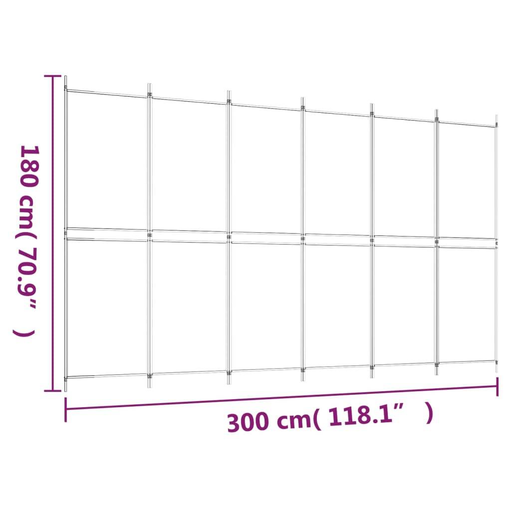 vidaXL 6-tlg. Paravent Anthrazit 300x180 cm Stoff