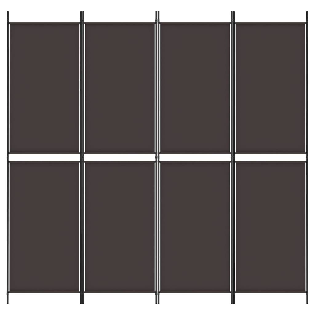 vidaXL 4-tlg. Paravent Braun 200x200 cm Stoff