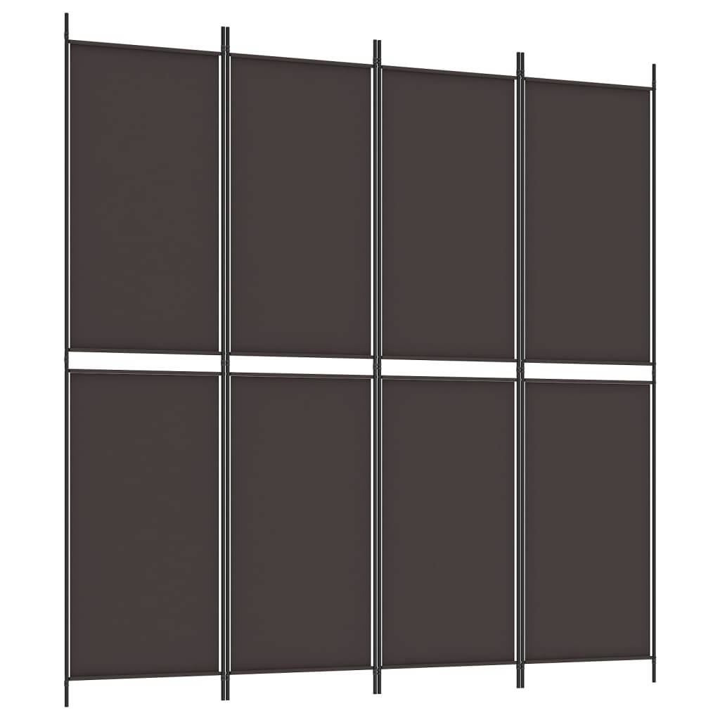 vidaXL 4-tlg. Paravent Braun 200x200 cm Stoff