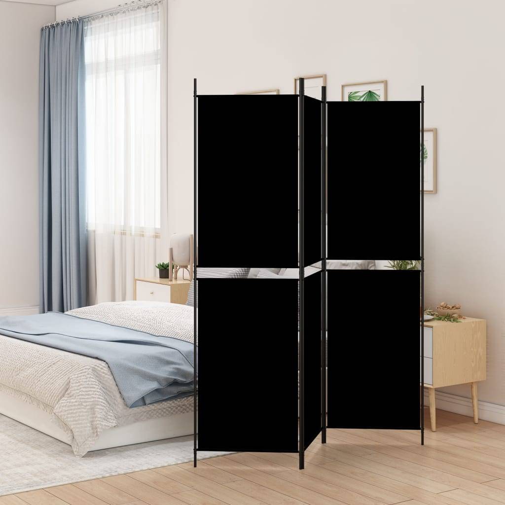 vidaXL 3-tlg. Paravent Schwarz 150x200 cm Stoff
