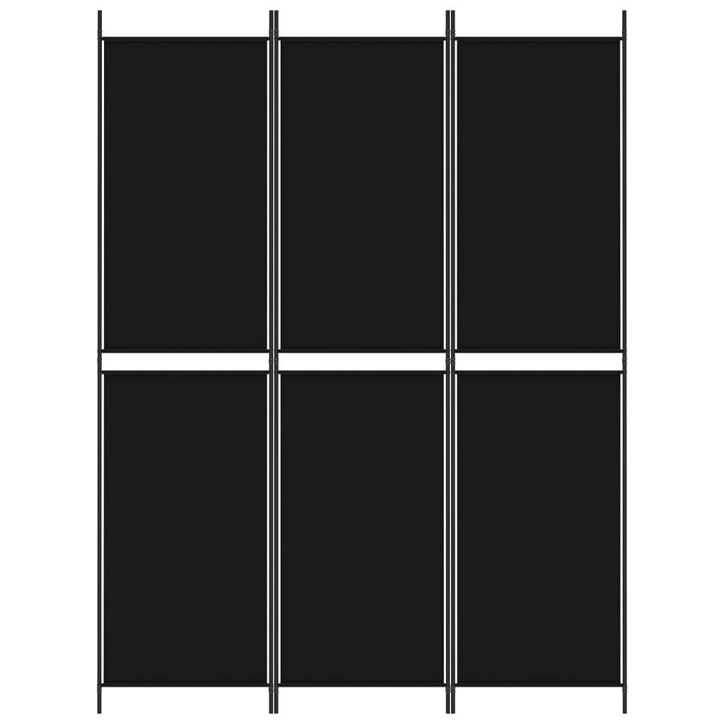 vidaXL 3-tlg. Paravent Schwarz 150x200 cm Stoff