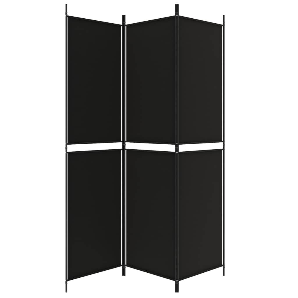 vidaXL 3-tlg. Paravent Schwarz 150x200 cm Stoff