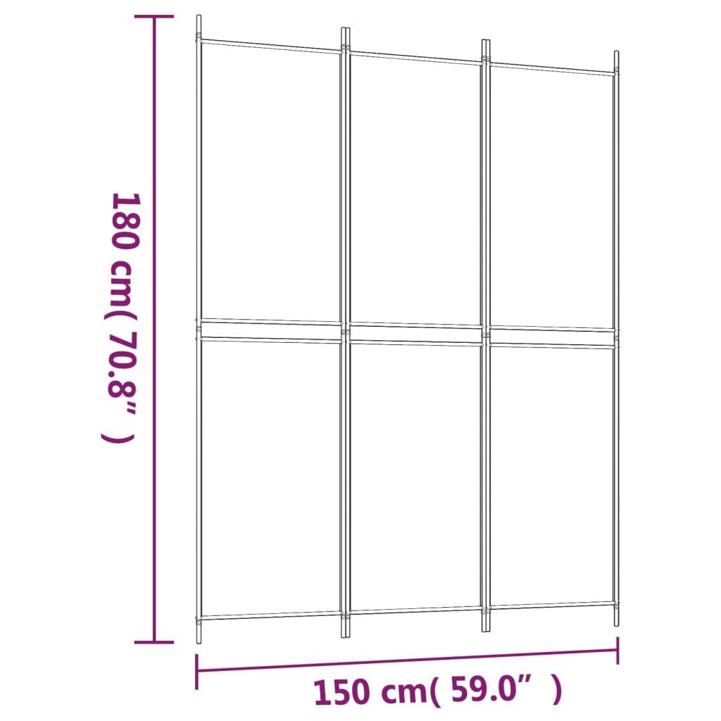 vidaXL 3-tlg. Paravent Schwarz 150x200 cm Stoff
