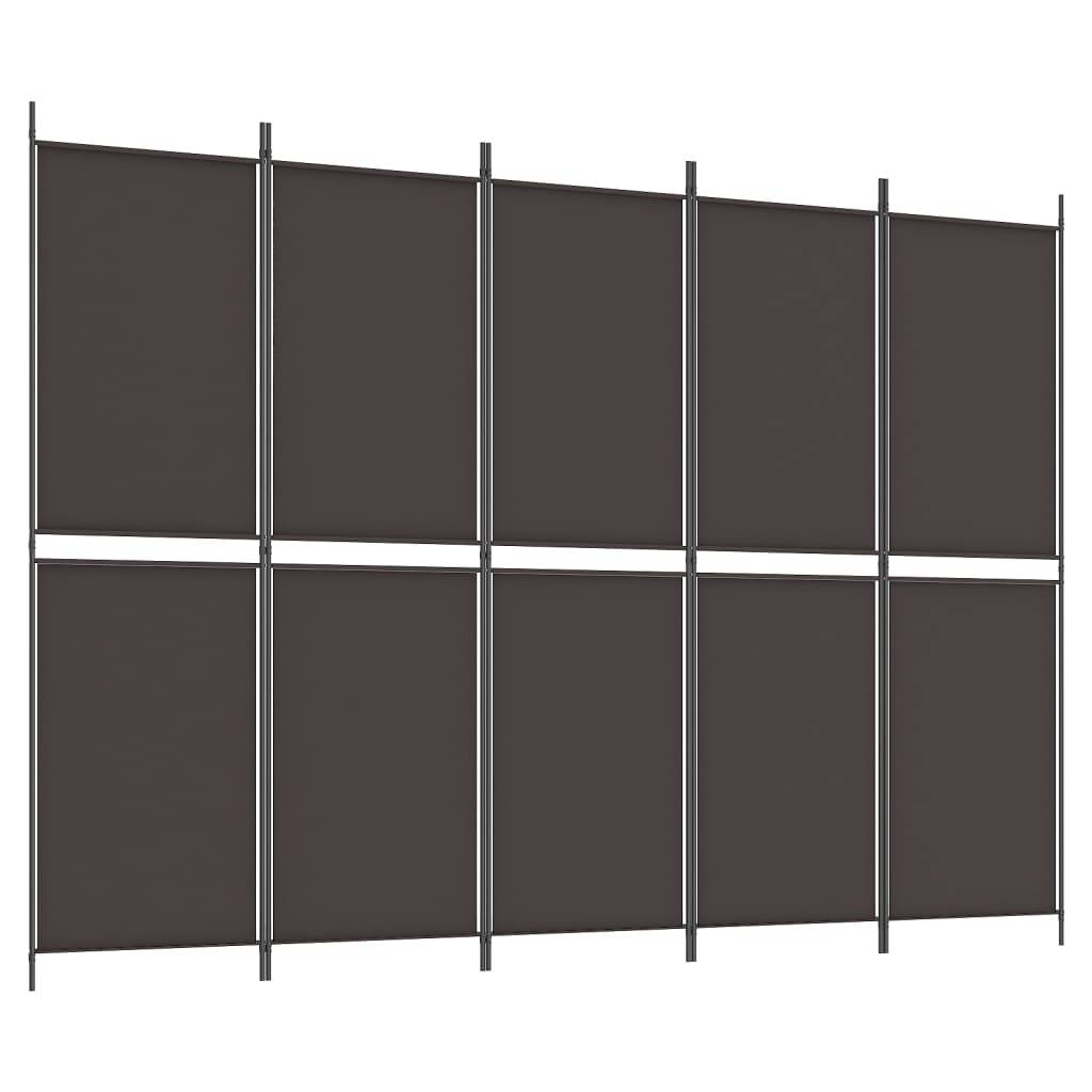vidaXL 5-tlg. Paravent Braun 250x180 cm Stoff
