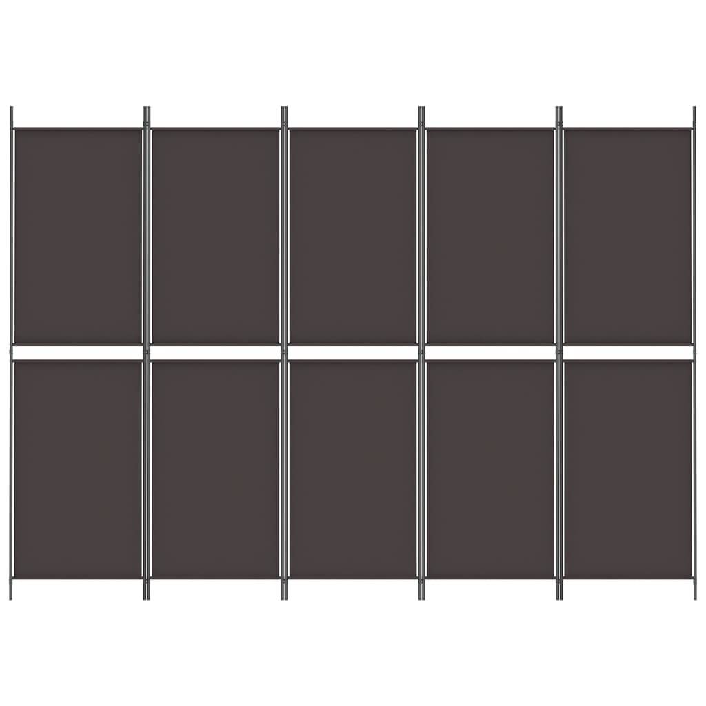 vidaXL 5-tlg. Paravent Braun 250x180 cm Stoff