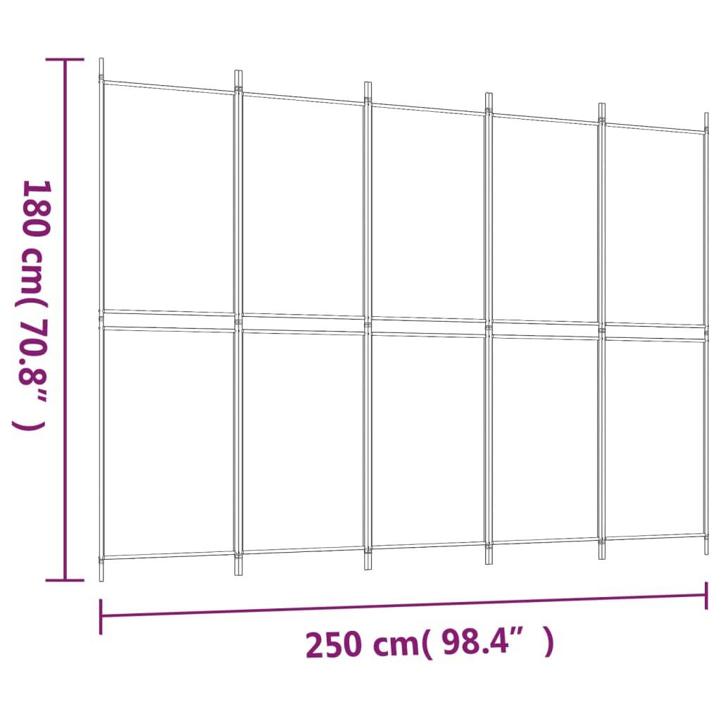 vidaXL 5-tlg. Paravent Braun 250x180 cm Stoff