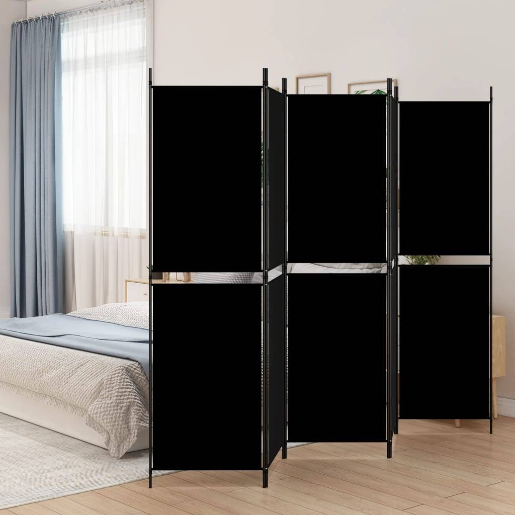 vidaXL 5-tlg. Paravent Schwarz 250x180 cm Stoff