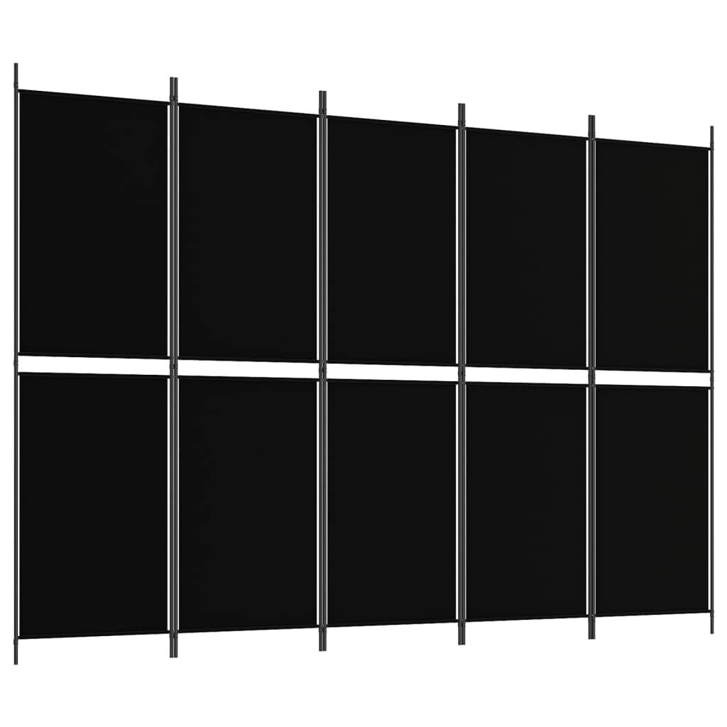 vidaXL 5-tlg. Paravent Schwarz 250x180 cm Stoff