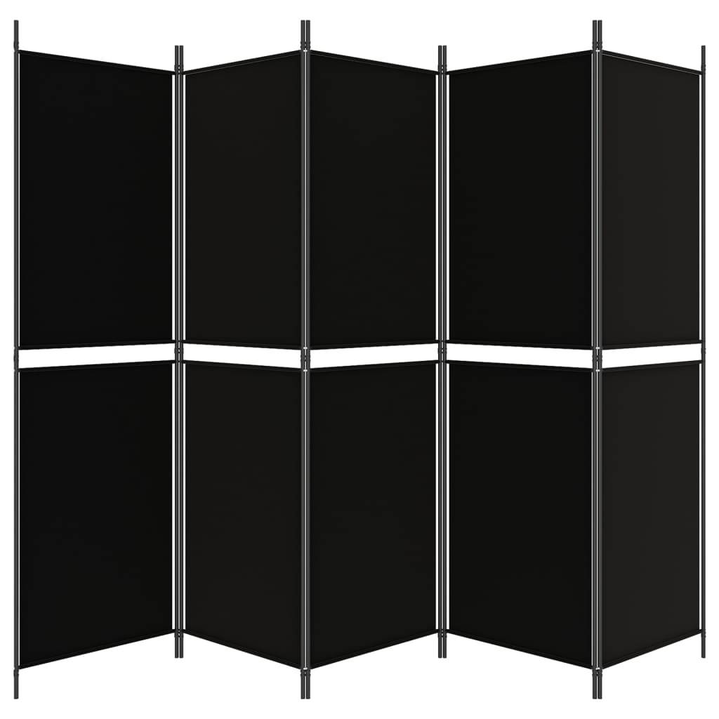 vidaXL 5-tlg. Paravent Schwarz 250x180 cm Stoff