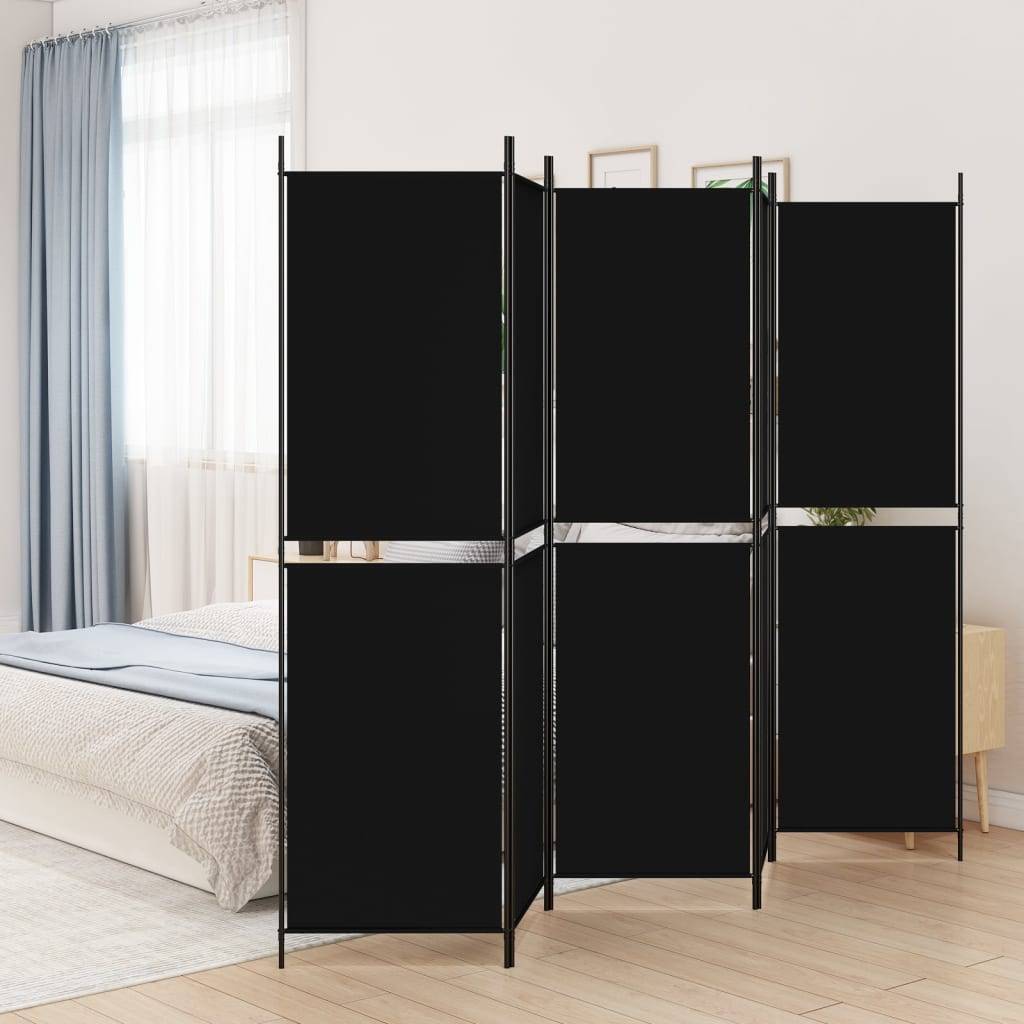vidaXL 5-tlg. Paravent Schwarz 250x200 cm Stoff