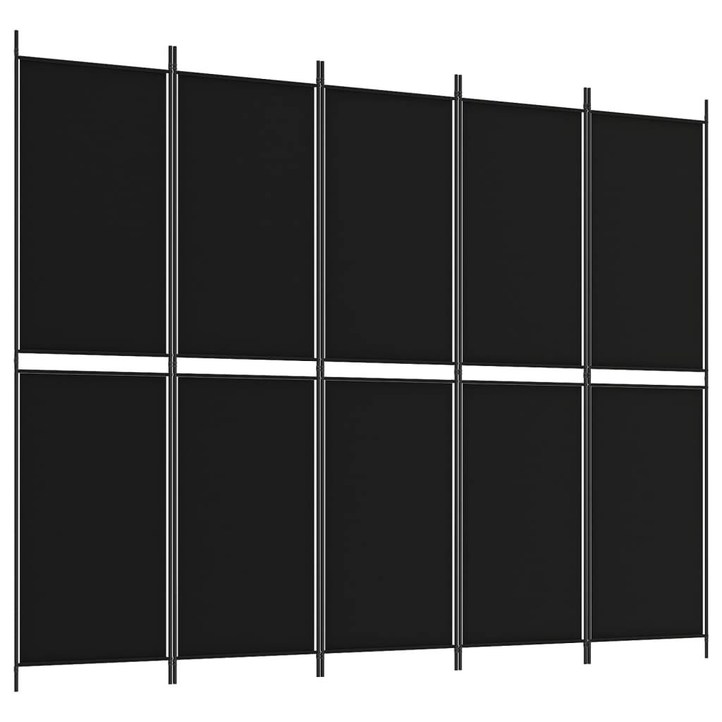 vidaXL 5-tlg. Paravent Schwarz 250x200 cm Stoff