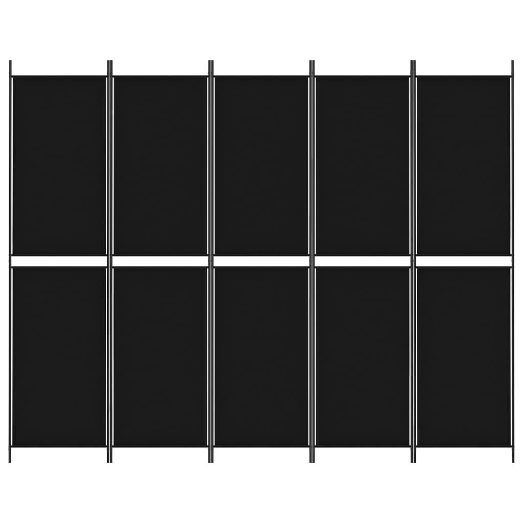 vidaXL 5-tlg. Paravent Schwarz 250x200 cm Stoff