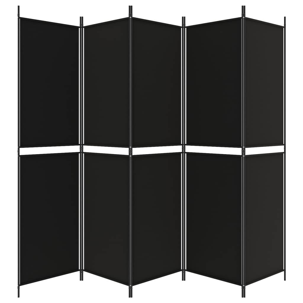 vidaXL 5-tlg. Paravent Schwarz 250x200 cm Stoff
