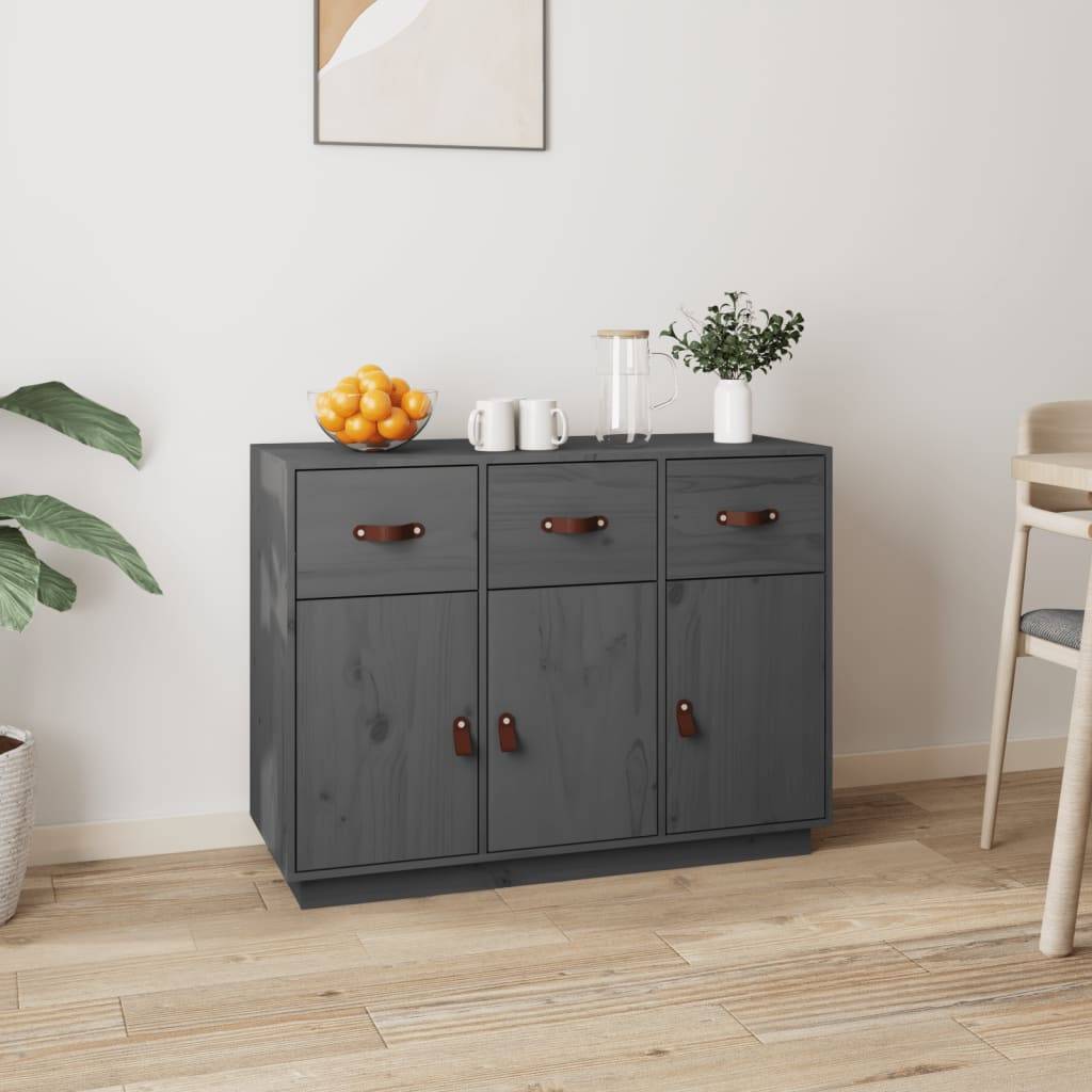 vidaXL Sideboard Grau 100x40x75 cm Massivholz Kiefer