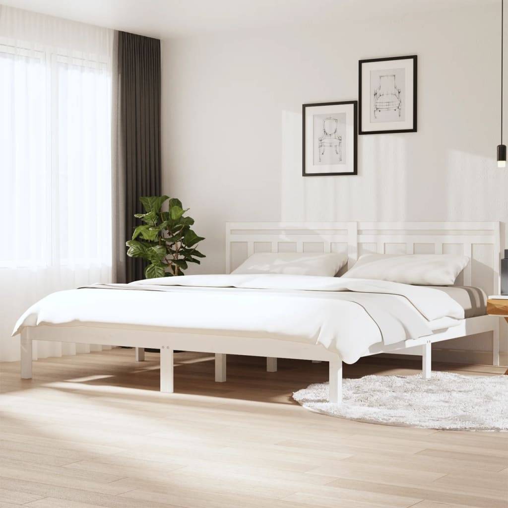 vidaXL Massivholzbett Weiß 180x200 cm
