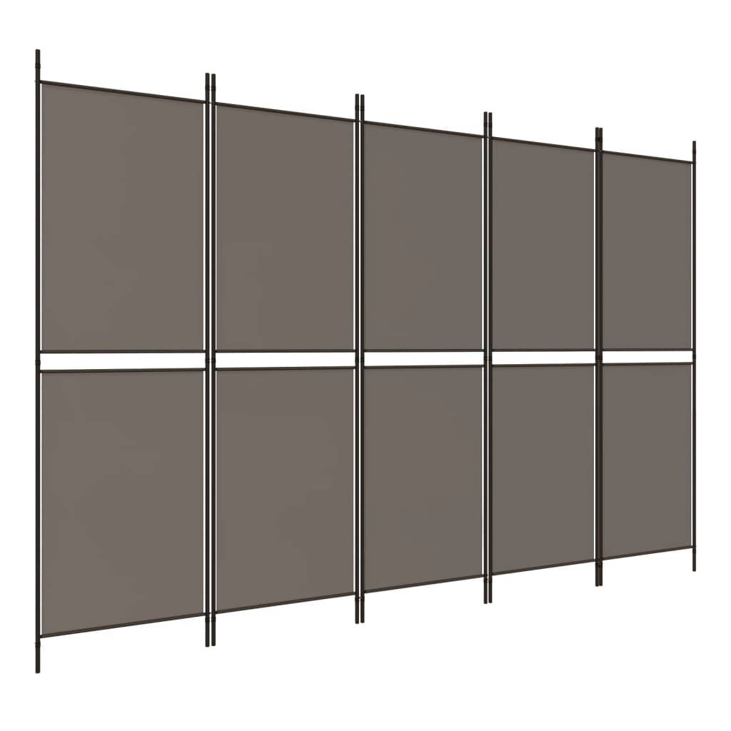 vidaXL 5-tlg. Paravent Anthrazit 250x220 cm Stoff