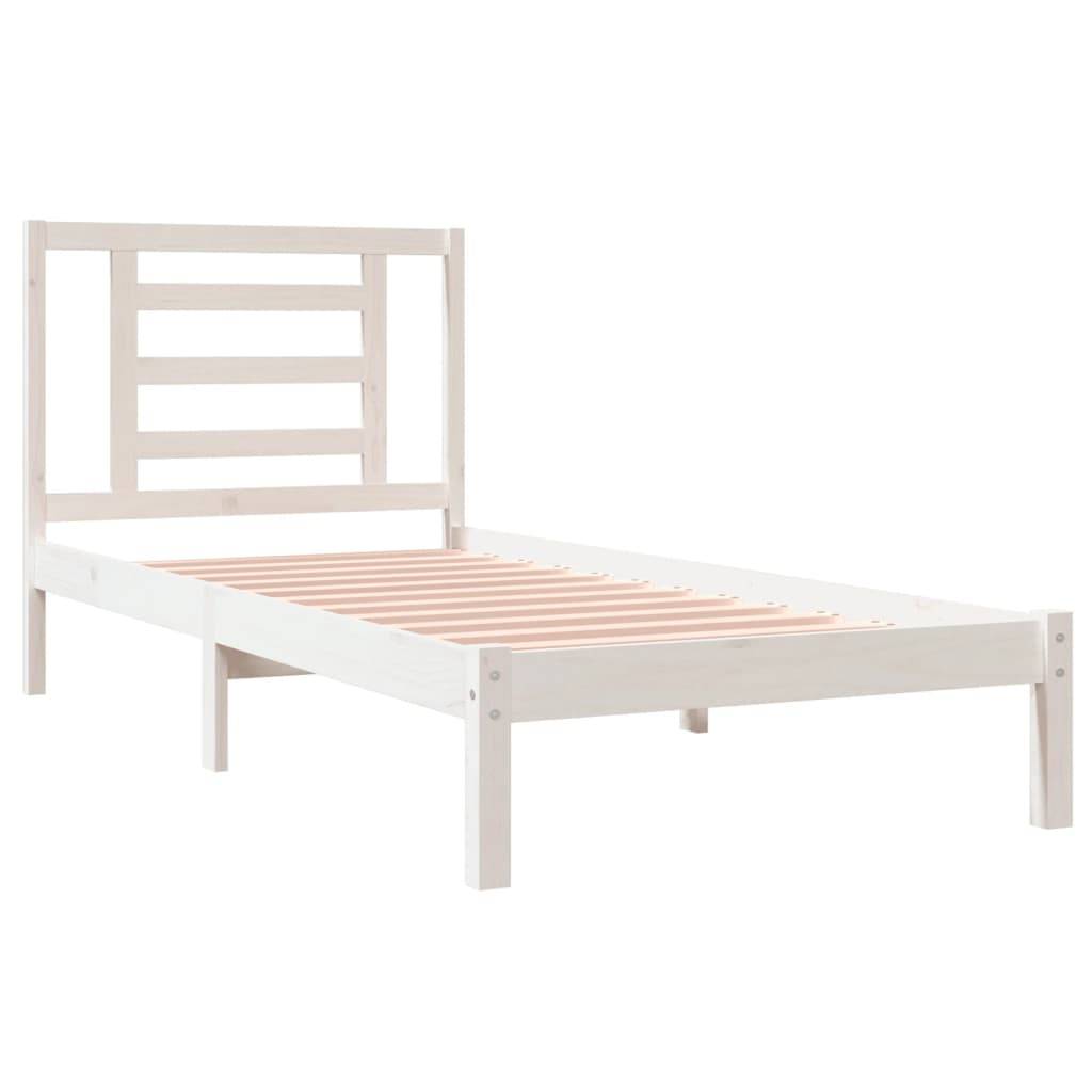 vidaXL Massivholzbett ohne Matratze Weiß 90x200 cm Kiefernholz