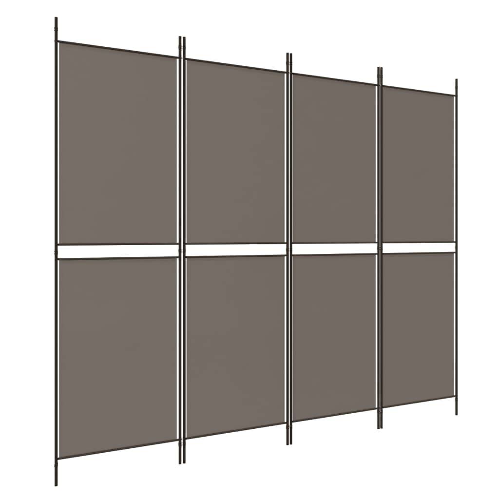 vidaXL 4-tlg. Paravent Anthrazit 200x180 cm Stoff