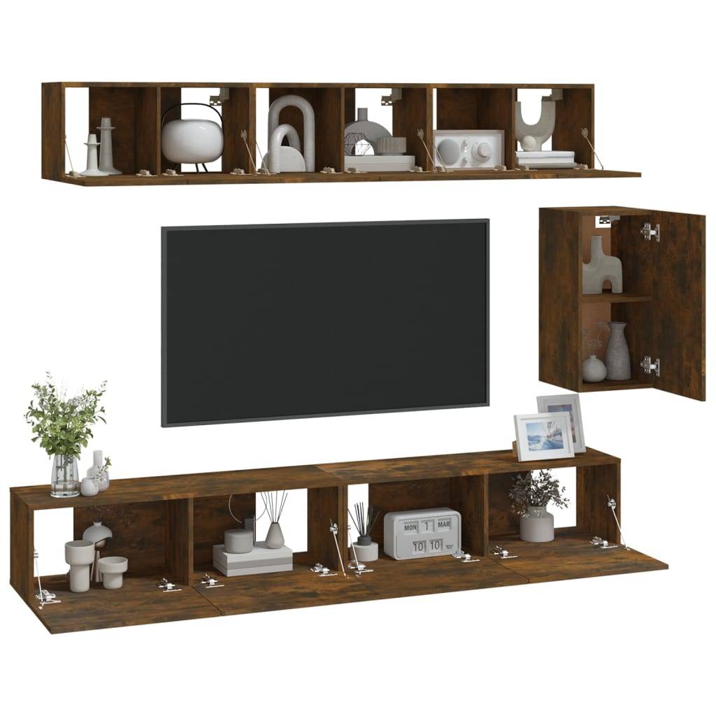 vidaXL 6-tlg. TV-Schrank-Set Räuchereiche Holzwerkstoff