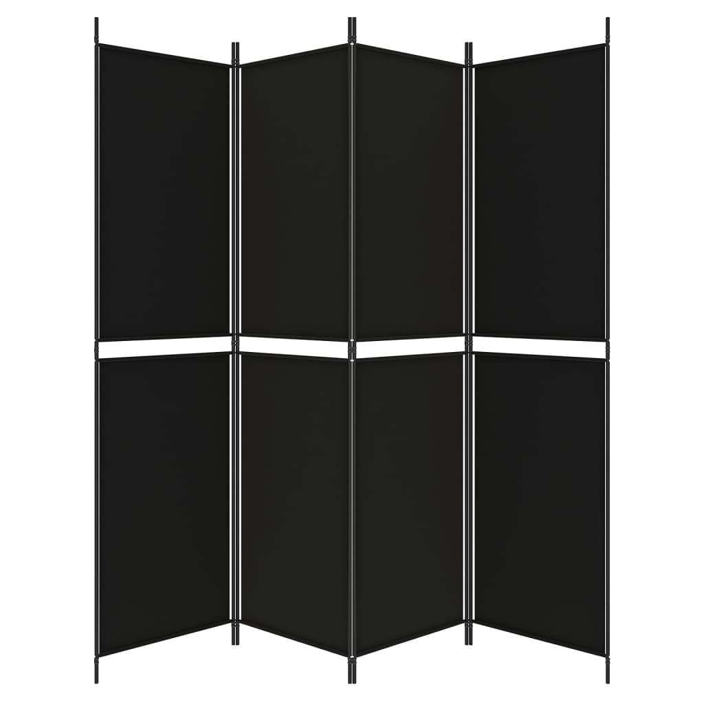 vidaXL 4-tlg. Paravent Schwarz 200x200 cm Stoff