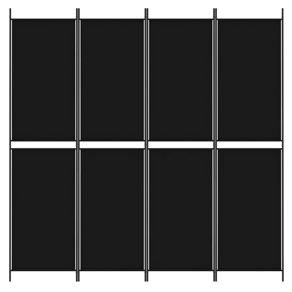 vidaXL 4-tlg. Paravent Schwarz 200x200 cm Stoff