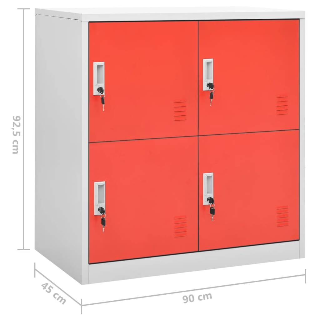 vidaXL Schließfachschränke 5 Stk. Hellgrau und Rot 90x45x92,5 cm Stahl