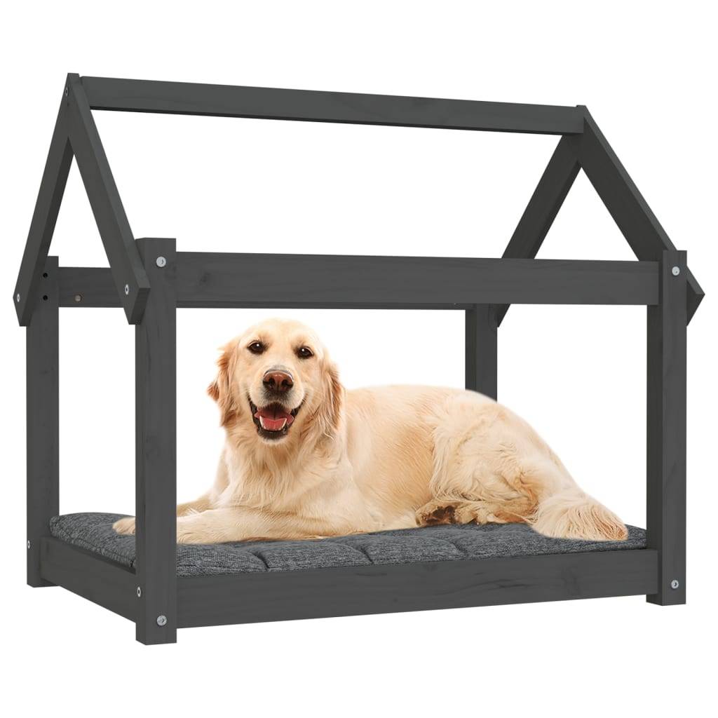 vidaXL Hundebett Grau 81x60x70 cm Massivholz Kiefer