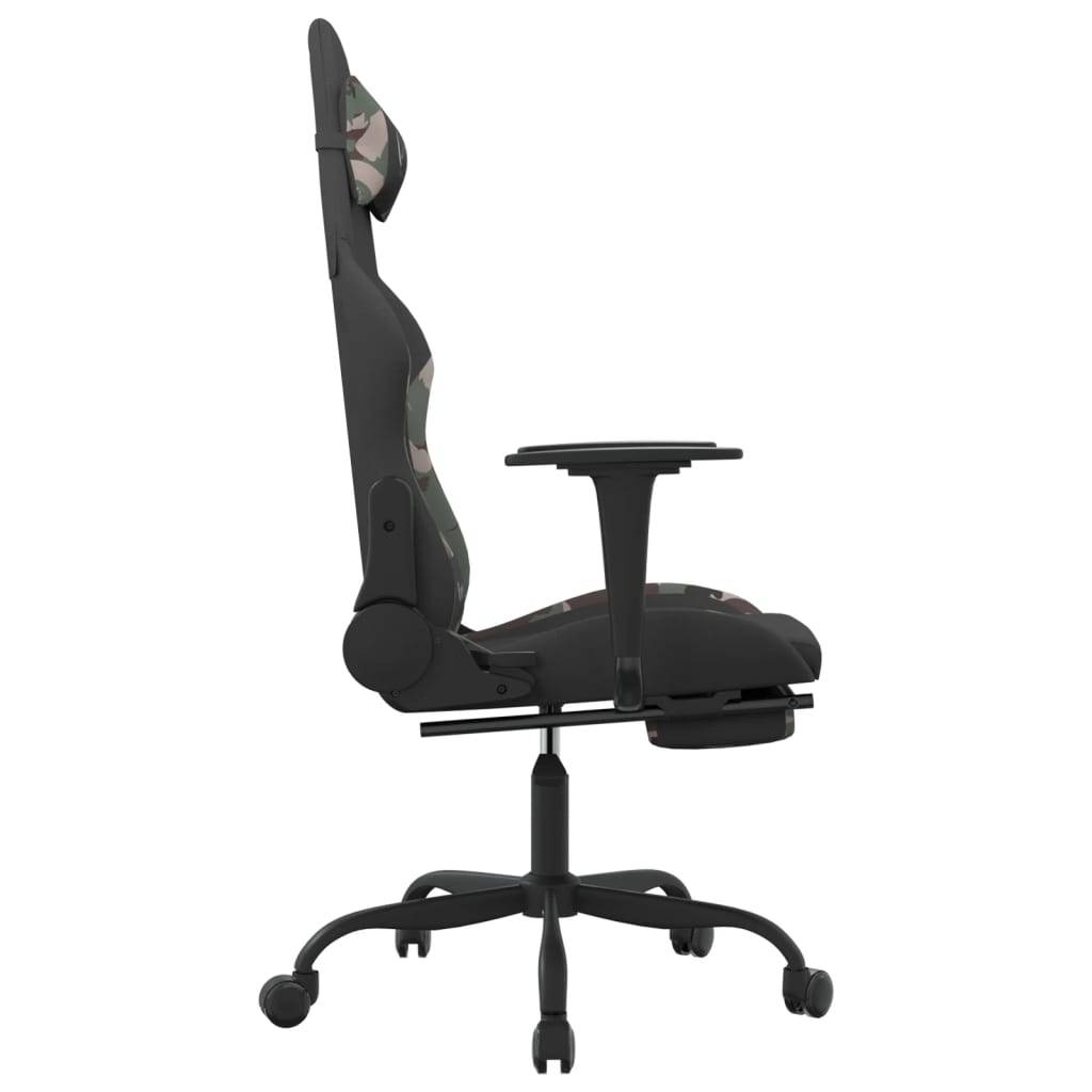 vidaXL Gaming-Stuhl mit Fußstütze Schwarz und Tarnfarben Stoff