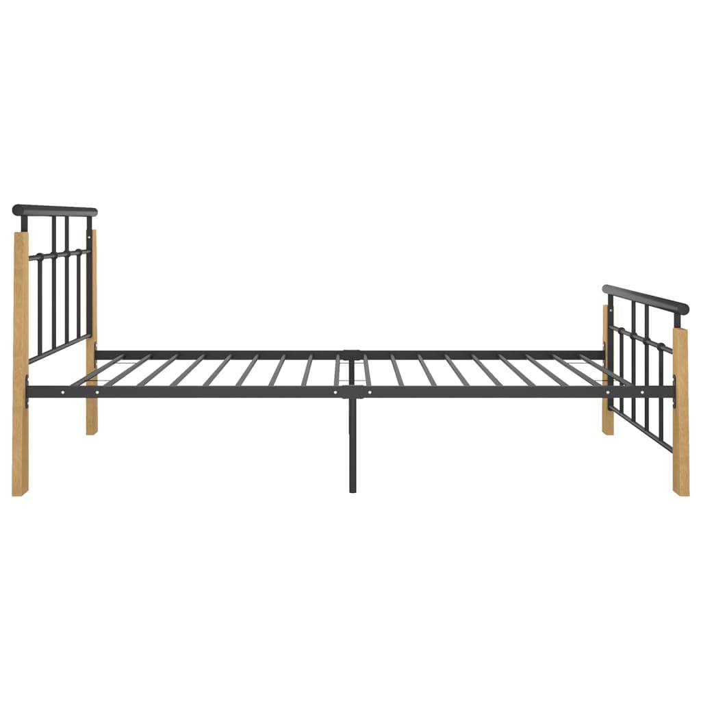 vidaXL Bettgestell Metall und Massivholz Eiche 90x200 cm