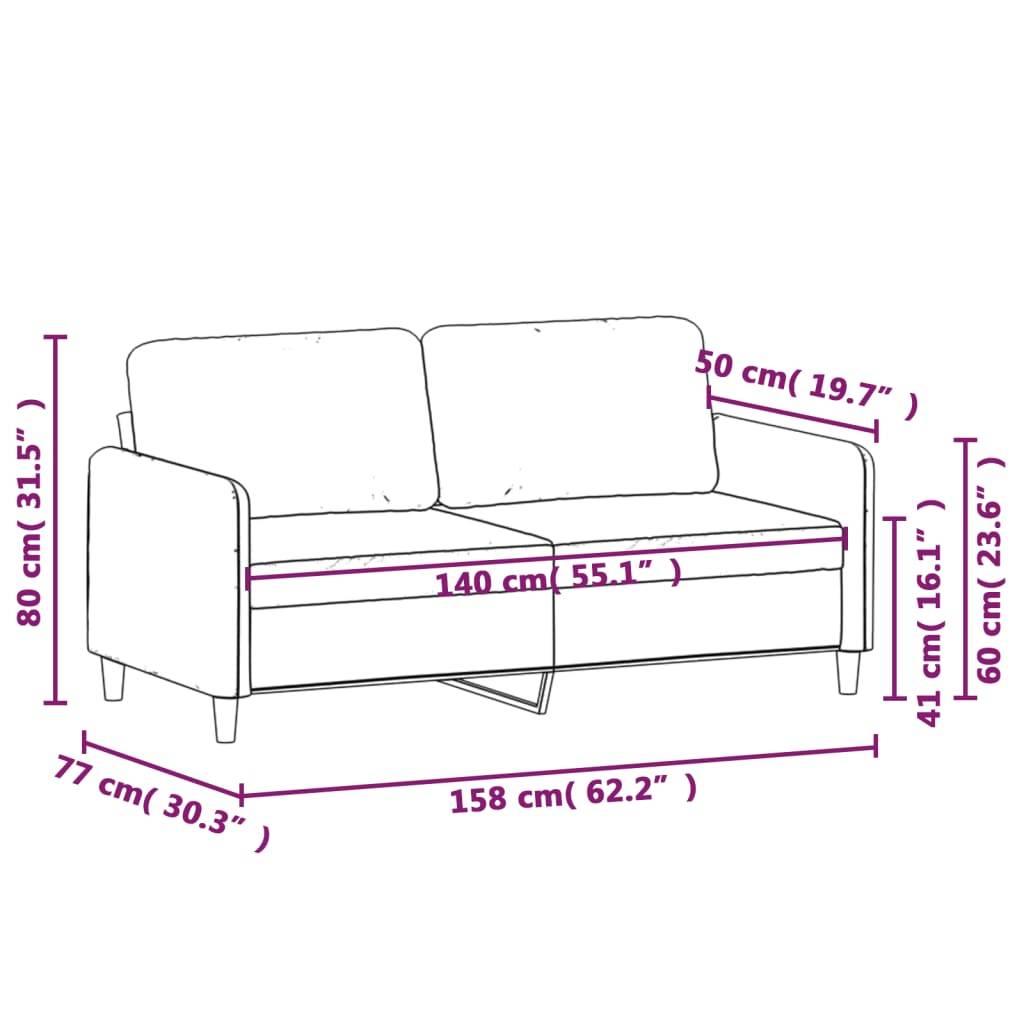 vidaXL 2-Sitzer-Sofa Braun 140 cm Samt