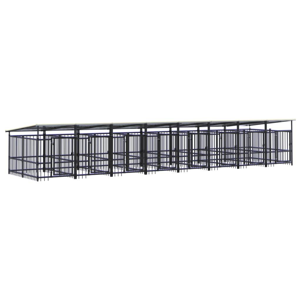 vidaXL Outdoor-Hundezwinger mit Dach Stahl 15,02 m²
