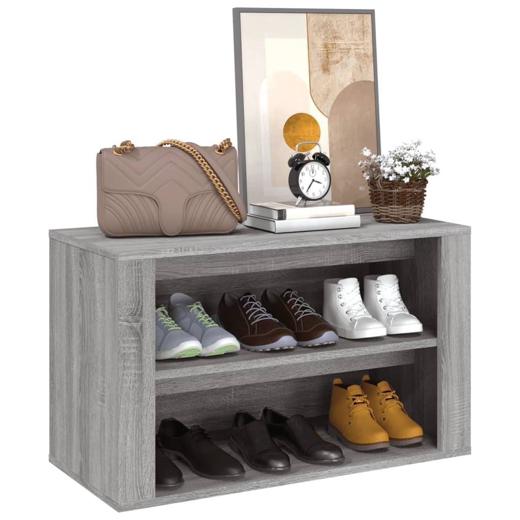 vidaXL Schuhregal Grau Sonoma 75x35x45 cm Holzwerkstoff