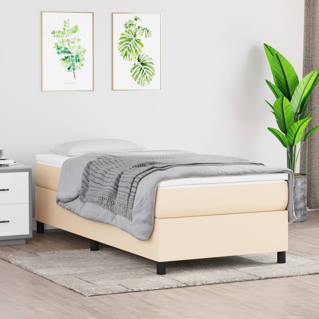 vidaXL Boxspringbett mit Matratze Creme 80x200 cm Stoff