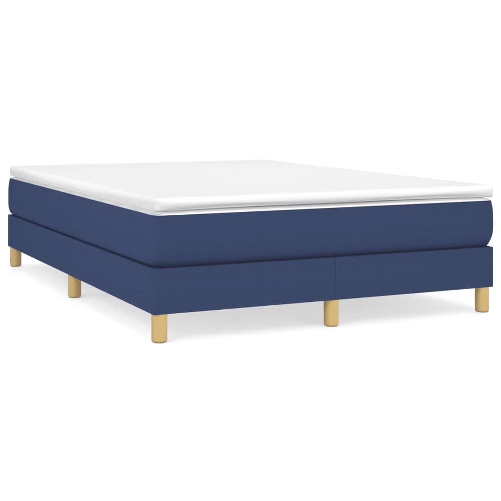 vidaXL Boxspringbett mit Matratze Blau 140x200 cm Stoff