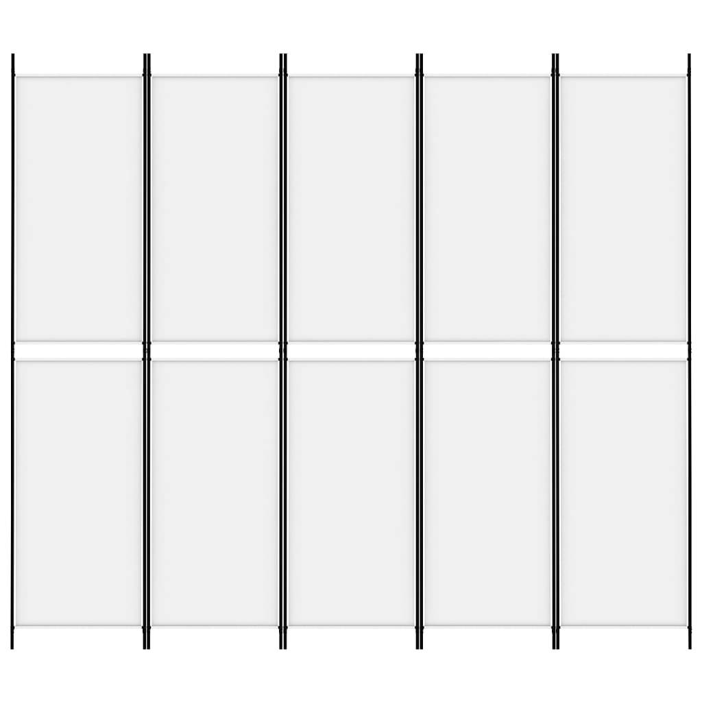 vidaXL 5-tlg. Paravent Weiß 250x220 cm Stoff