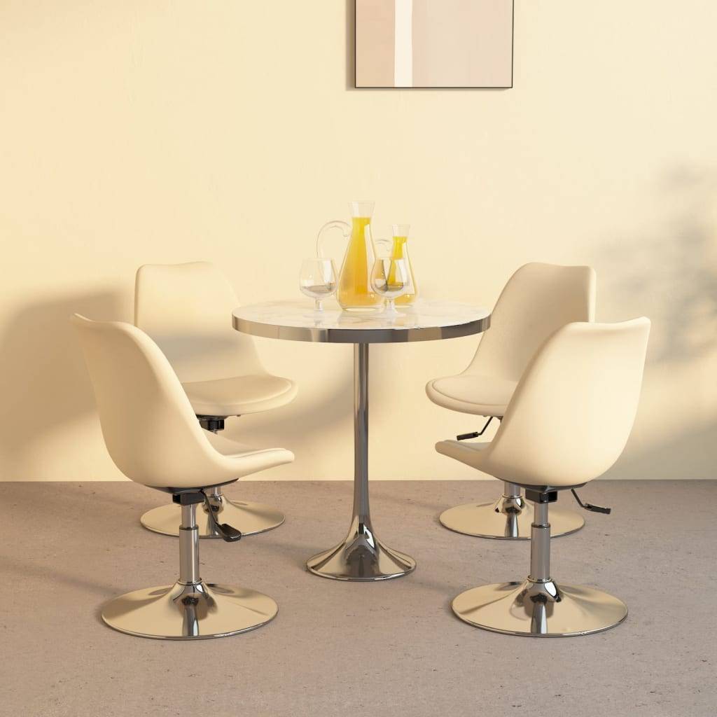 vidaXL Esszimmerstühle 4 Stk. Drehbar Creme Stoff