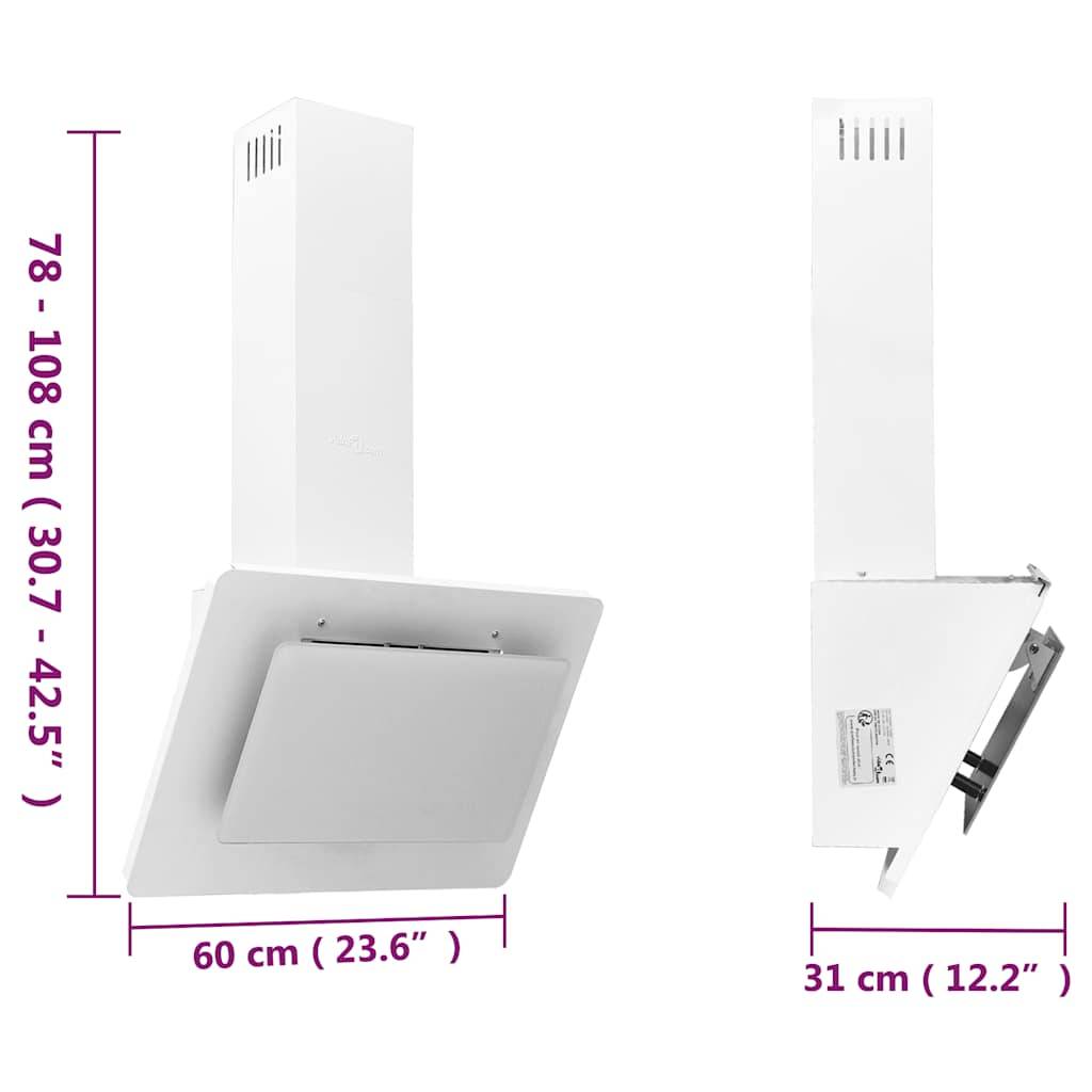 vidaXL Dunstabzugshaube 60 cm Edelstahl und Hartglas Weiß