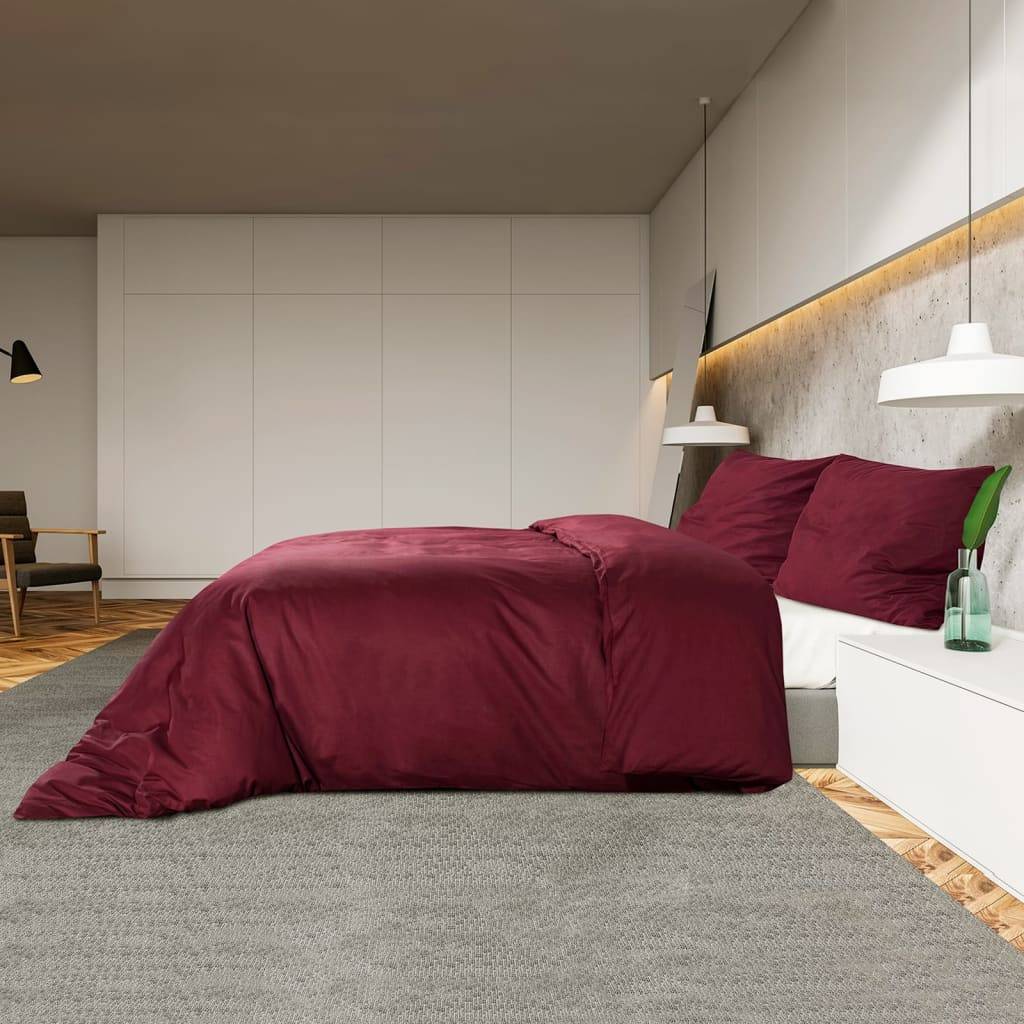 vidaXL Bettwäsche-Set Bordeauxrot 200x200 cm Leichte Mikrofaser