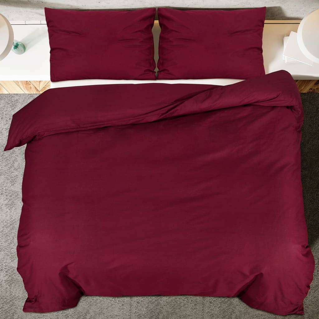 vidaXL Bettwäsche-Set Bordeauxrot 200x200 cm Leichte Mikrofaser