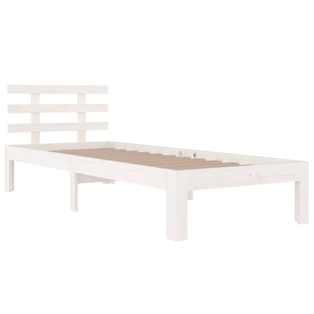 vidaXL Massivholzbett Weiß 100x200 cm